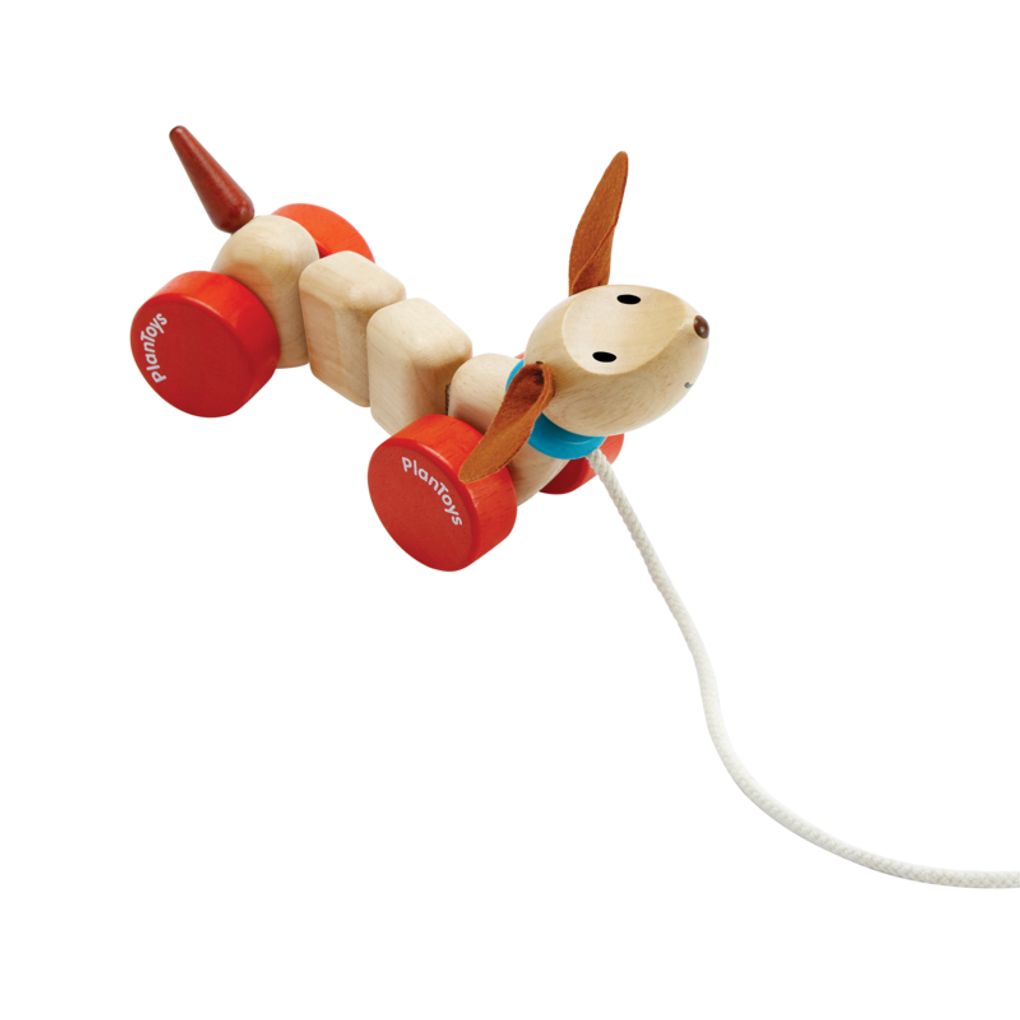 PlanToys Happy Puppy wooden toy ของเล่นไม้แปลนทอยส์ เจ้าหมาน้อยลากจูง ประเภทผลักและลากจูง สำหรับอายุ 12 เดือนขึ้นไป