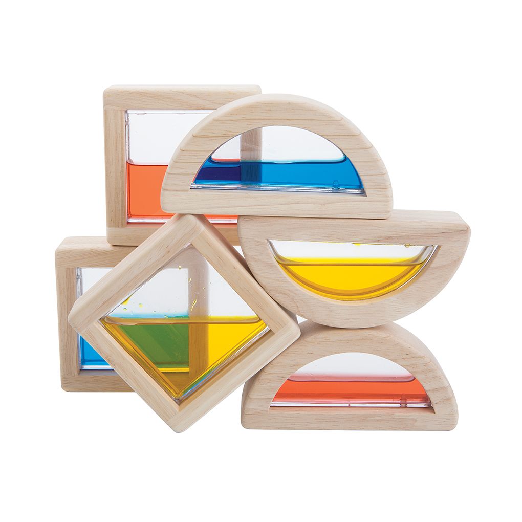 PlanToys Water Blocks wooden toy ของเล่นไม้แปลนทอยส์ บล็อกน้ำหลากสี ประเภทบล็อกและการต่อโครงสร้าง สำหรับอายุ 3 ปีขึ้นไป