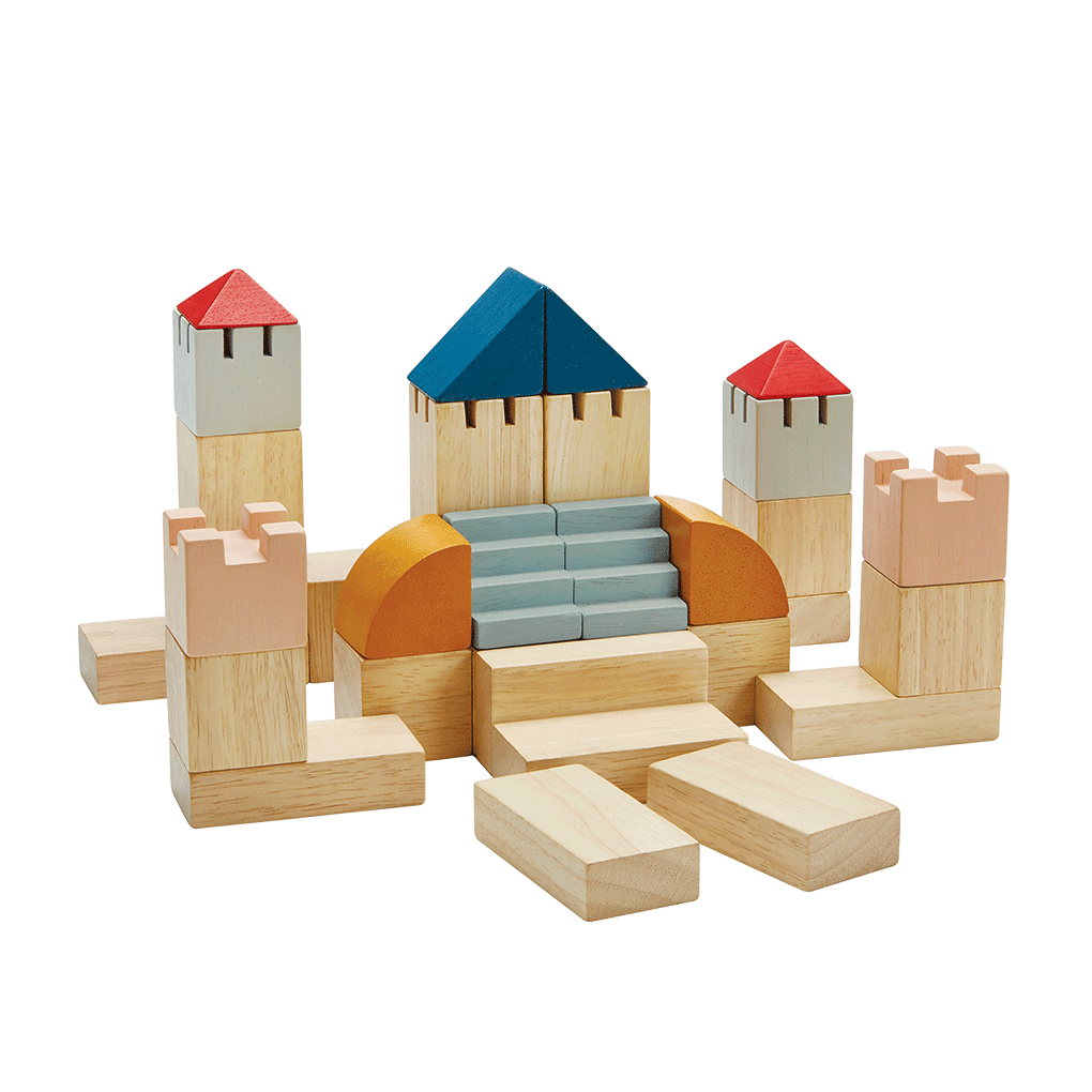 PlanToys orchard Creative Blocks wooden toy ของเล่นไม้แปลนทอยส์ ชุดบล็อกครีเอทีฟ ประเภทบล็อกและการต่อโครงสร้าง สำหรับอายุ 18 เดือนขึ้นไป
