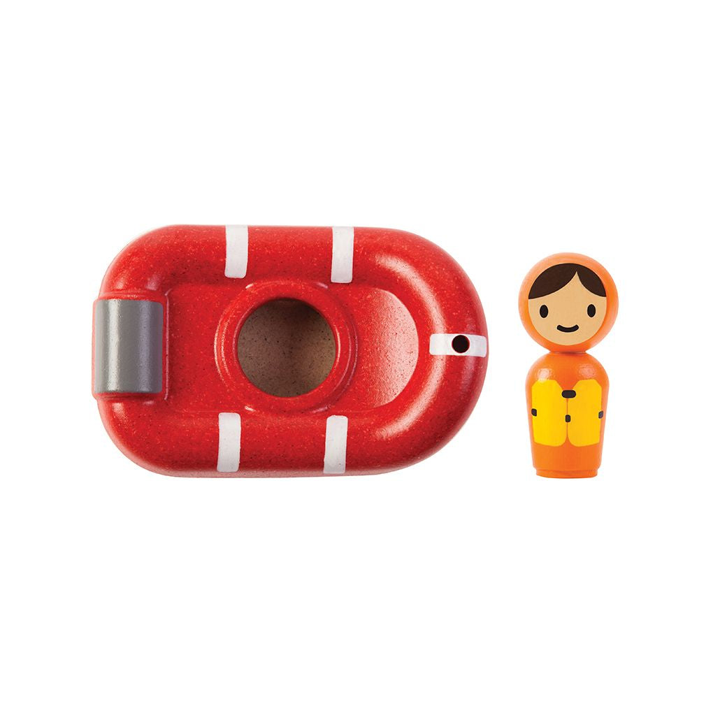PlanToys Coast Guard Boat wooden toy ของเล่นไม้แปลนทอยส์ เรือชูชีพ ประเภทของเล่นในน้ำ สำหรับอายุ 12 เดือนขึ้นไป