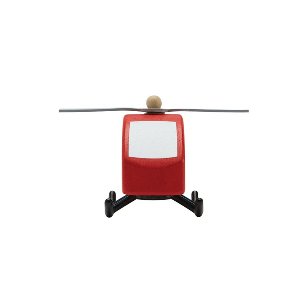 PlanToys red Helicopter wooden toy ของเล่นไม้แปลนทอยส์ เฮลิคอปเตอร์ ประเภทบทบาทสมมุติ สำหรับอายุ 3 ปีขึ้นไป