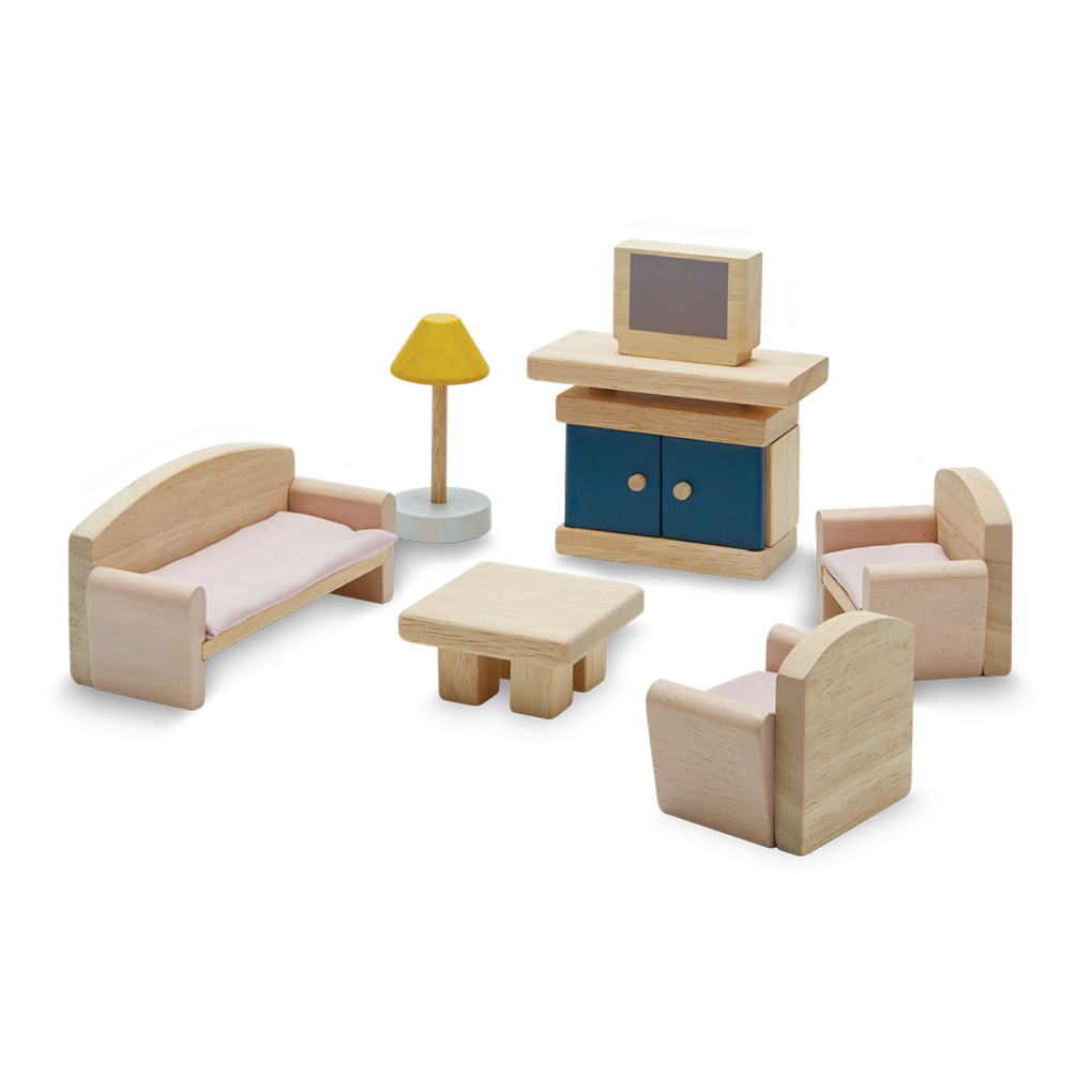 PlanToys orchard Living Room wooden toy ของเล่นไม้แปลนทอยส์ ห้องนั่งเล่น ประเภทบ้านตุ๊กตา สำหรับอายุ 3 ปีขึ้นไป