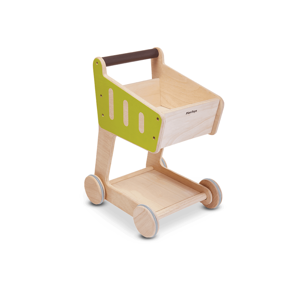 PlanToys Shopping Cart wooden toy ของเล่นไม้แปลนทอยส์ รถเข็นช็อปปิ้ง ประเภทชุดครัว สำหรับอายุ 2 ปีขึ้นไป