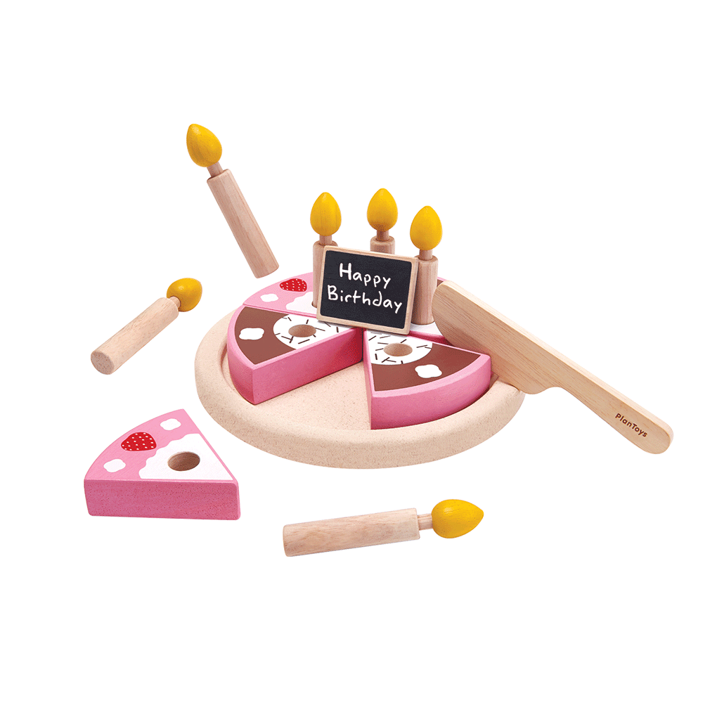 PlanToys Birthday Cake Set wooden toy ของเล่นไม้แปลนทอยส์ ชุดเค้กวันเกิด ประเภทชุดครัว สำหรับอายุ 2 ปีขึ้นไป