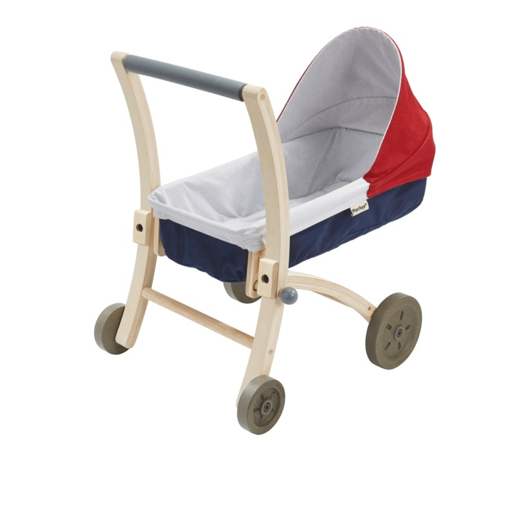 PlanToys Doll Stroller wooden toy ของเล่นไม้แปลนทอยส์ รถเข็นตุ๊กตา ประเภทบทบาทสมมุติ สำหรับอายุ 2 ปีขึ้นไป