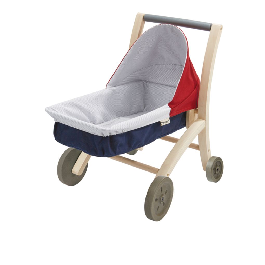 PlanToys Doll Stroller wooden toy ของเล่นไม้แปลนทอยส์ รถเข็นตุ๊กตา ประเภทบทบาทสมมุติ สำหรับอายุ 2 ปีขึ้นไป