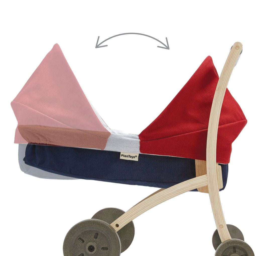 PlanToys Doll Stroller wooden toy ของเล่นไม้แปลนทอยส์ รถเข็นตุ๊กตา ประเภทบทบาทสมมุติ สำหรับอายุ 2 ปีขึ้นไป