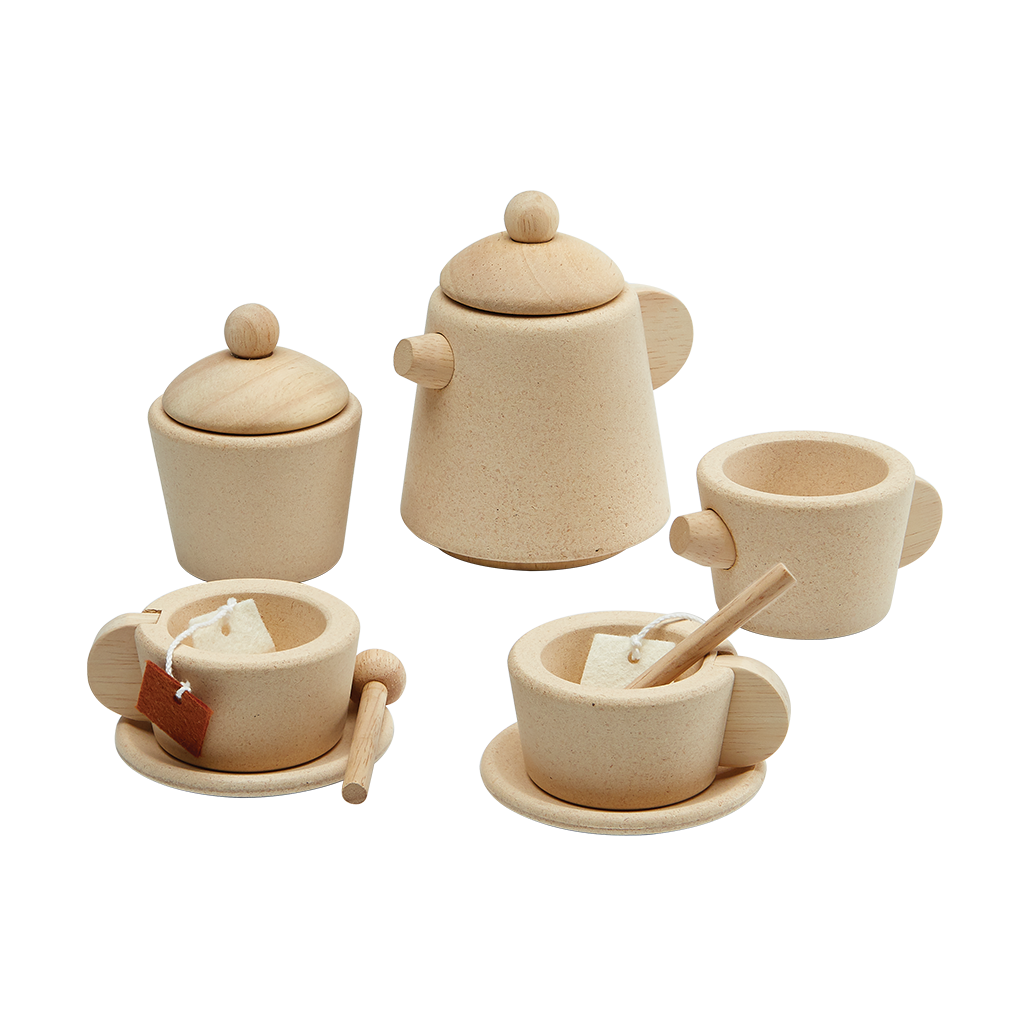 PlanToys natural Tea Set wooden toy ของเล่นไม้แปลนทอยส์ ชุดน้ำชา ประเภทชุดครัว สำหรับอายุ 2 ปีขึ้นไป