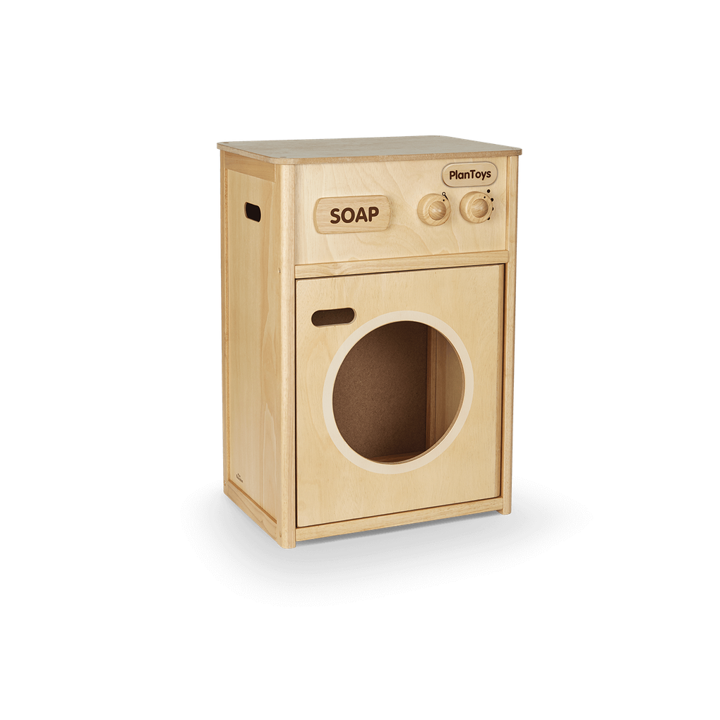 PlanToys natural Washing Machine wooden toy ของเล่นไม้แปลนทอยส์ เครื่องซักผ้า ประเภทชุดครัว สำหรับอายุ 3 ปีขึ้นไป