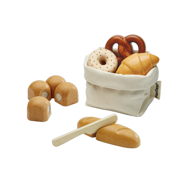 PlanToys Bread Set wooden toy ของเล่นไม้แปลนทอยส์ ชุดขนมปัง ประเภทชุดครัว สำหรับอายุ 2 ปีขึ้นไป