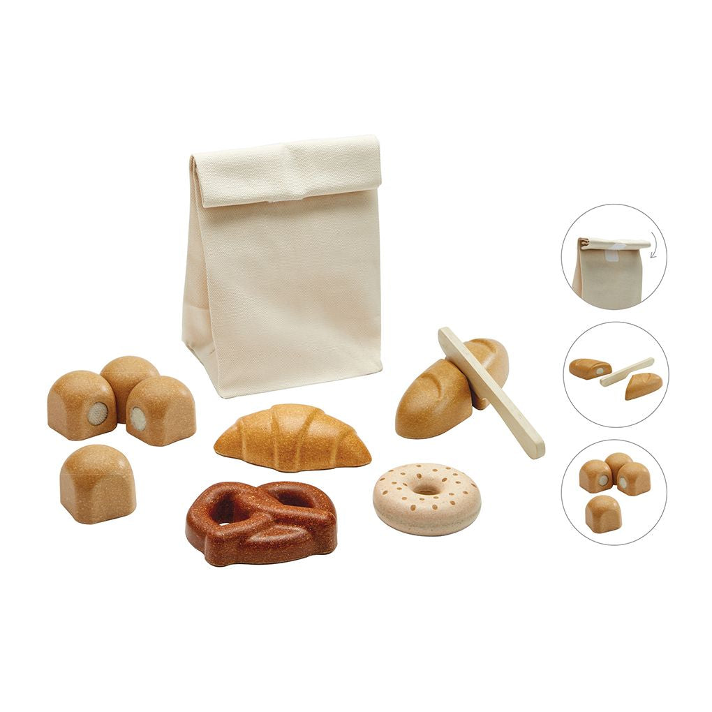 PlanToys Bread Set wooden toy ของเล่นไม้แปลนทอยส์ ชุดขนมปัง ประเภทชุดครัว สำหรับอายุ 2 ปีขึ้นไป