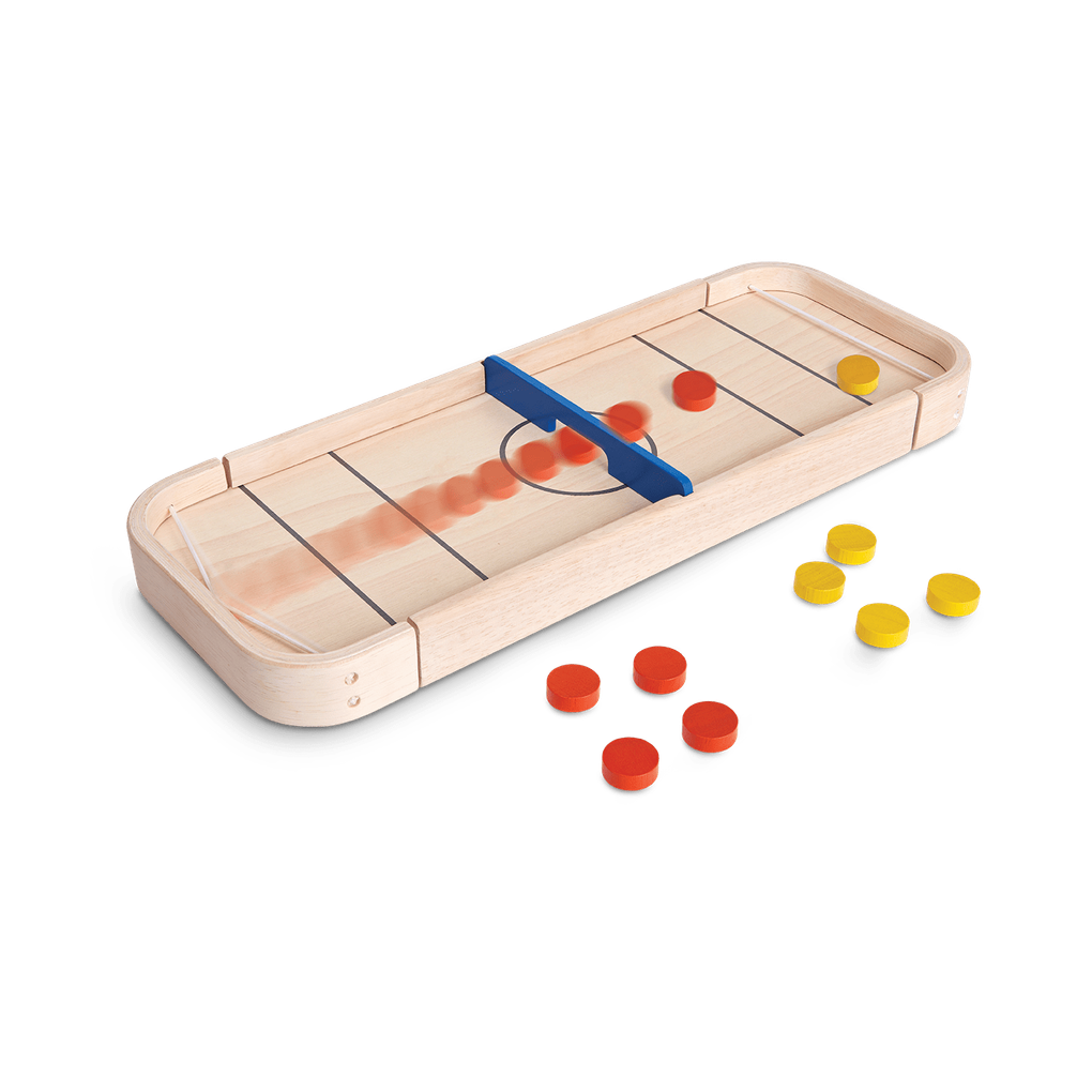 PlanToys 2-In-1 Shuffleboard-Game wooden toy ของเล่นไม้แปลนทอยส์ 2 in 1 ซัฟเฟิลบอร์ดเกม ประเภทเกมฝึกคิด สำหรับอายุ 3 ปีขึ้นไป