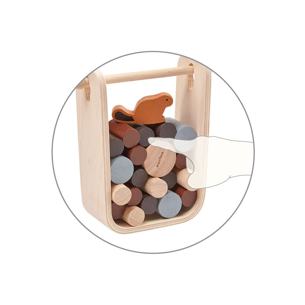 PlanToys Timber Tumble wooden toy ของเล่นไม้แปลนทอยส์ เกมทลายท่อนซุง ประเภทเกมฝึกคิด สำหรับอายุ 3 ปีขึ้นไป