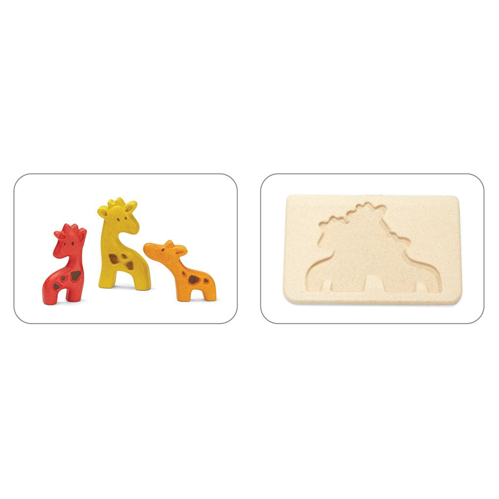 PlanToys Giraffe Puzzle wooden toy ของเล่นไม้แปลนทอยส์ จิ๊กซอว์ยีราฟ ประเภทเกมฝึกคิด สำหรับอายุ 18 เดือนขึ้นไป