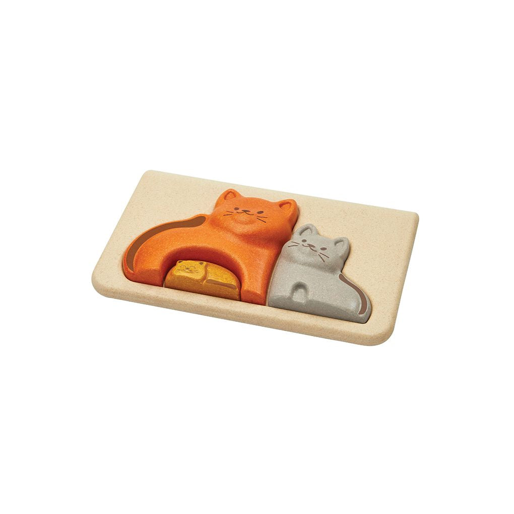 PlanToys Cat Puzzle wooden toy ของเล่นไม้แปลนทอยส์ จิ๊กซอว์แมว ประเภทเกมฝึกคิด สำหรับอายุ 18 เดือนขึ้นไป