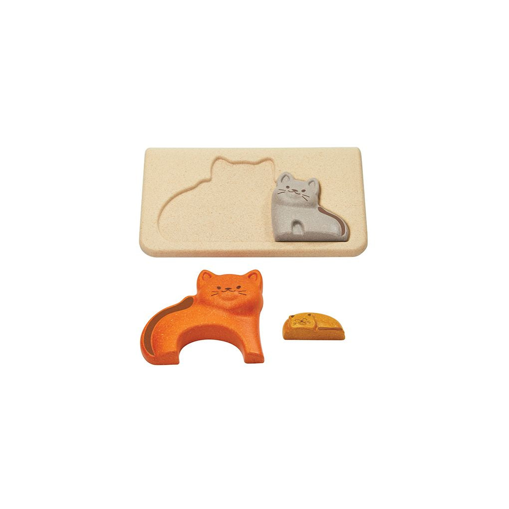 PlanToys Cat Puzzle wooden toy ของเล่นไม้แปลนทอยส์ จิ๊กซอว์แมว ประเภทเกมฝึกคิด สำหรับอายุ 18 เดือนขึ้นไป