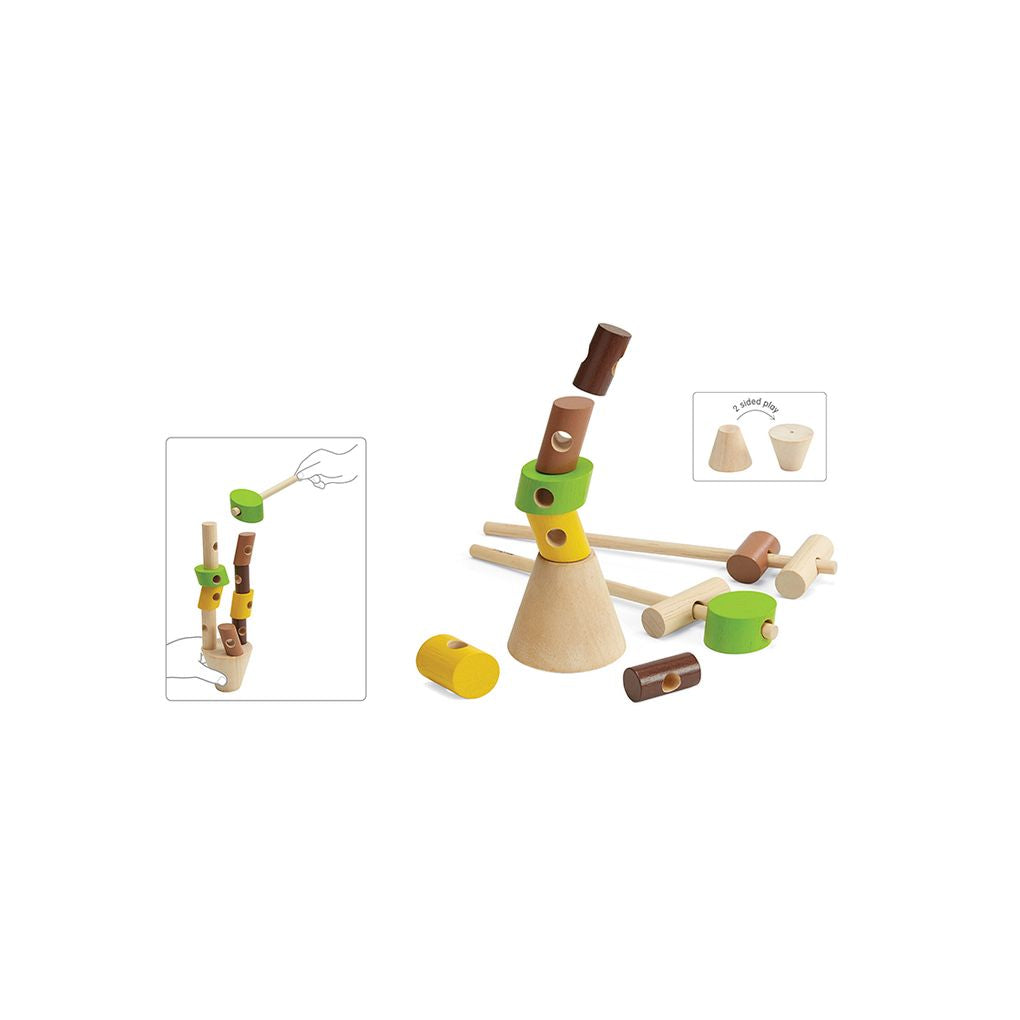 PlanToys Stacking Logs wooden toy ของเล่นไม้แปลนทอยส์ เกมเรียงท่อนไม้ ประเภทเกมฝึกคิด สำหรับอายุ 3 ปีขึ้นไป