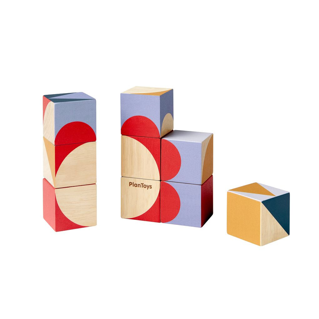 PlanToys Geo Pattern Cubes wooden toy ของเล่นไม้แปลนทอยส์ จิ๊กซอว์บล็อกเรขาคณิต ประเภทเกมฝึกคิด สำหรับอายุ 3 ปีขึ้นไป