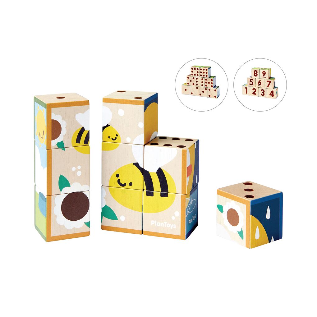 PlanToys Animal Puzzle Cubes wooden toy ของเล่นไม้แปลนทอยส์ จิ๊กซอว์รูปสัตว์ ประเภทเกมฝึกคิด สำหรับอายุ 2 ปีขึ้นไป