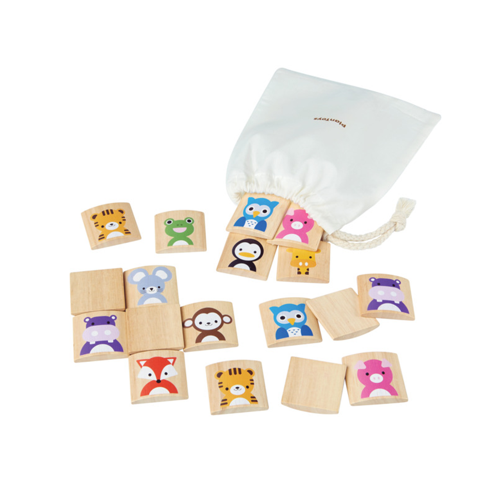 PlanToys Animal Memo wooden toy ของเล่นไม้แปลนทอยส์ เกมฝึกจำภาพสัตว์ ประเภทเกมฝึกคิด สำหรับอายุ 2 ปีขึ้นไป