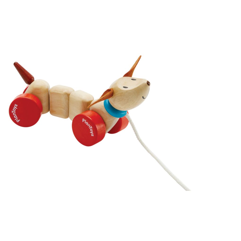 PlanToys Happy Puppy wooden toy ของเล่นไม้แปลนทอยส์ เจ้าหมาน้อยลากจูง ประเภทผลักและลากจูง สำหรับอายุ 12 เดือนขึ้นไป