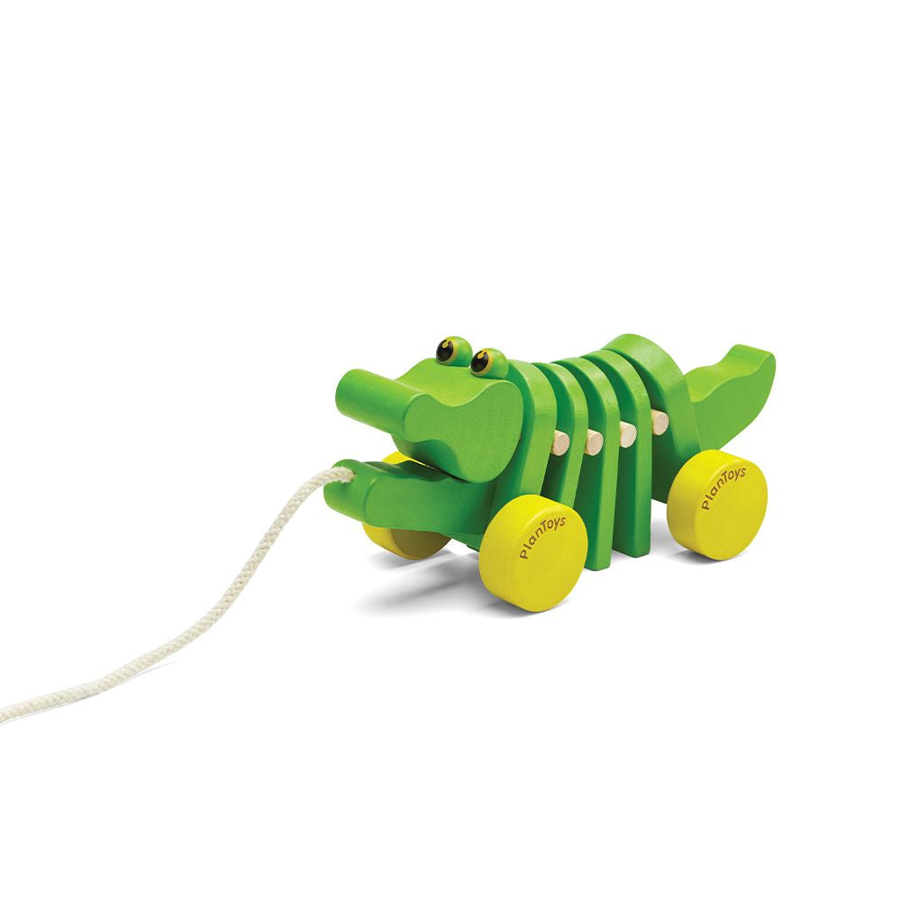 PlanToys green Dancing Alligator wooden toy ของเล่นไม้แปลนทอยส์ จระเข้เต้นรำ ประเภทผลักและลากจูง สำหรับอายุ 12 เดือนขึ้นไป