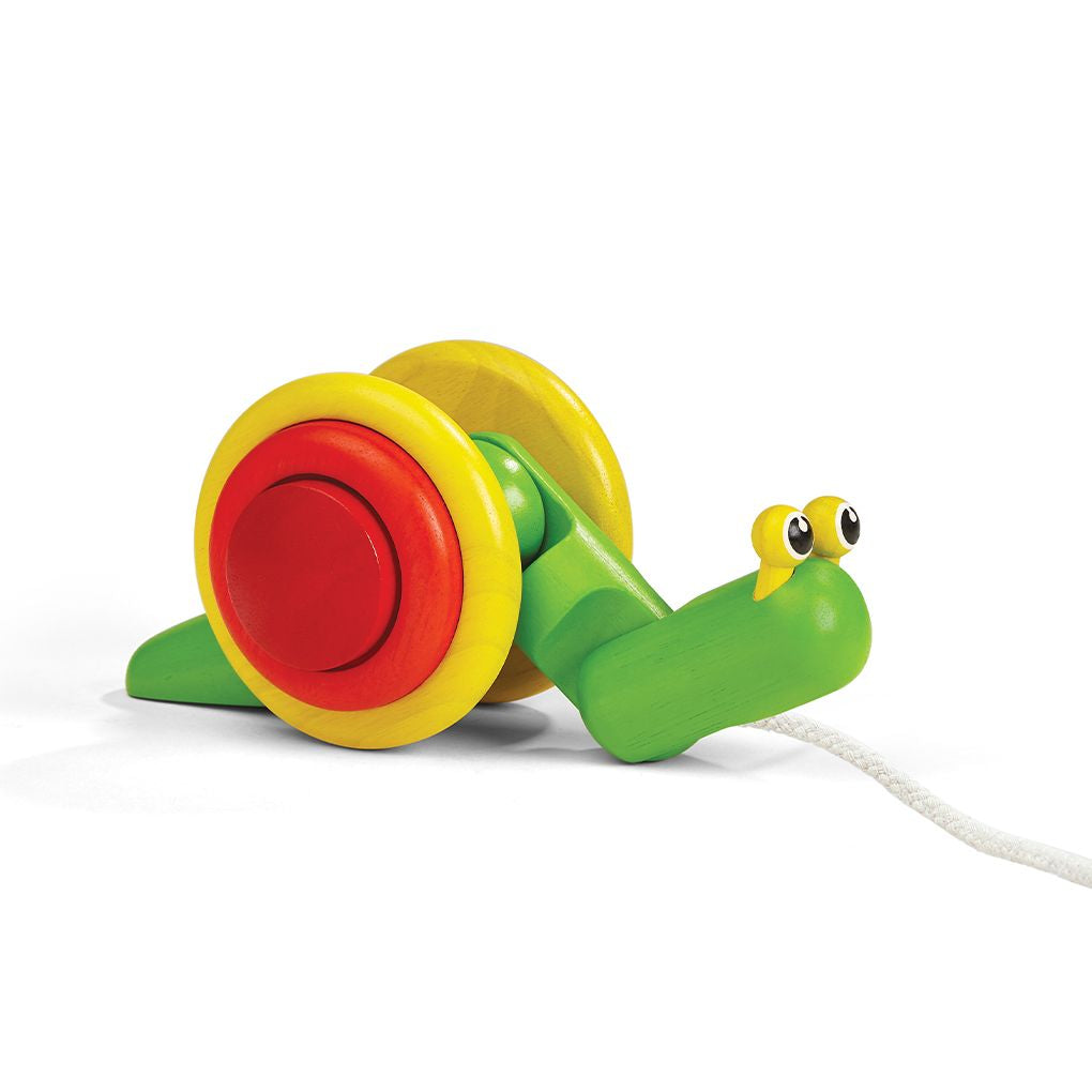 PlanToys Pull Along Snail wooden toy ของเล่นไม้แปลนทอยส์ ทากน้อยคืบคลาน ประเภทผลักและลากจูง สำหรับอายุ 12 เดือนขึ้นไป