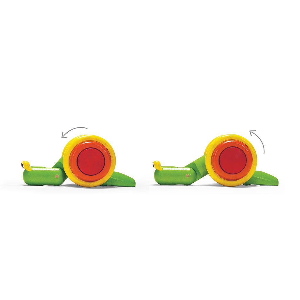 PlanToys Pull Along Snail wooden toy ของเล่นไม้แปลนทอยส์ ทากน้อยคืบคลาน ประเภทผลักและลากจูง สำหรับอายุ 12 เดือนขึ้นไป