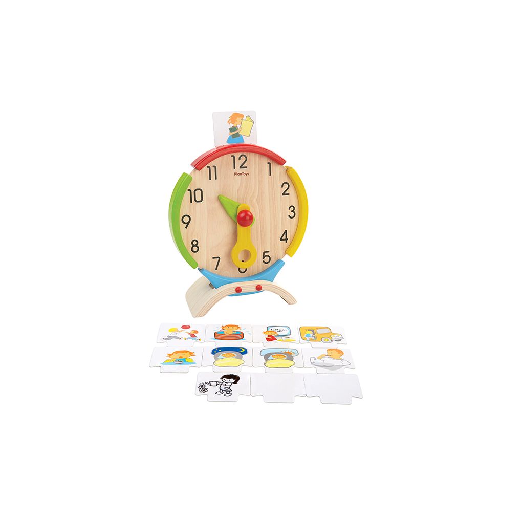 PlanToys Activity Clock wooden toy ของเล่นไม้แปลนทอยส์ นาฬิกาหรรษา ของเล่นฝึกทักษะ สำหรับอายุ 3 ปีขึ้นไป