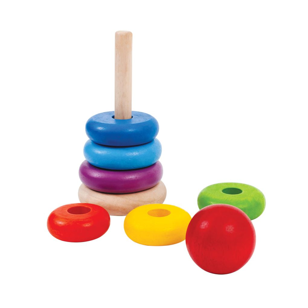 PlanToys Stacking Ring wooden toy ของเล่นไม้แปลนทอยส์ ชุดเรียงวงแหวนซ้อน ของเล่นฝึกทักษะ สำหรับอายุ 12 เดือนขึ้นไป