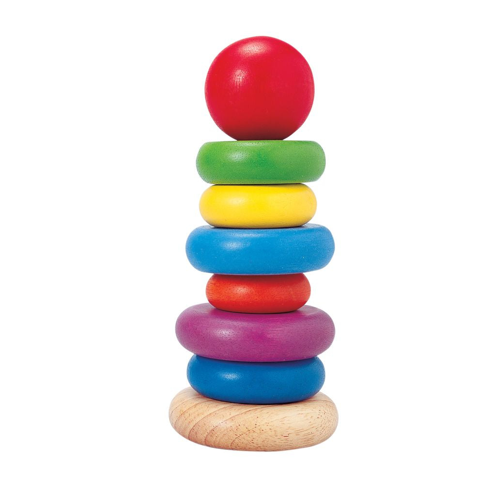 PlanToys Stacking Ring wooden toy ของเล่นไม้แปลนทอยส์ ชุดเรียงวงแหวนซ้อน ของเล่นฝึกทักษะ สำหรับอายุ 12 เดือนขึ้นไป