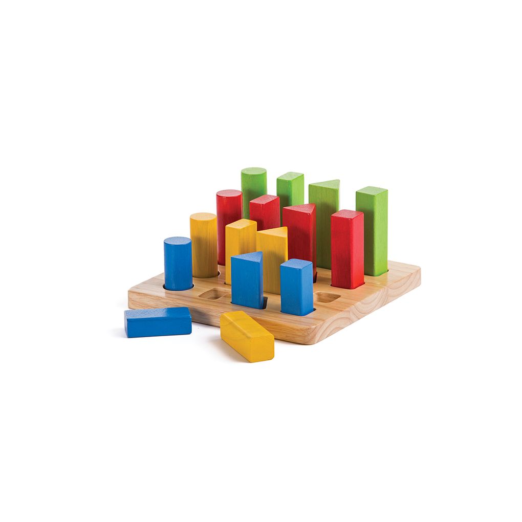 PlanToys Geometric Peg Board wooden toy ของเล่นไม้แปลนทอยส์ กระดานแท่งเรขา ของเล่นฝึกทักษะ สำหรับอายุ 2 ปีขึ้นไป