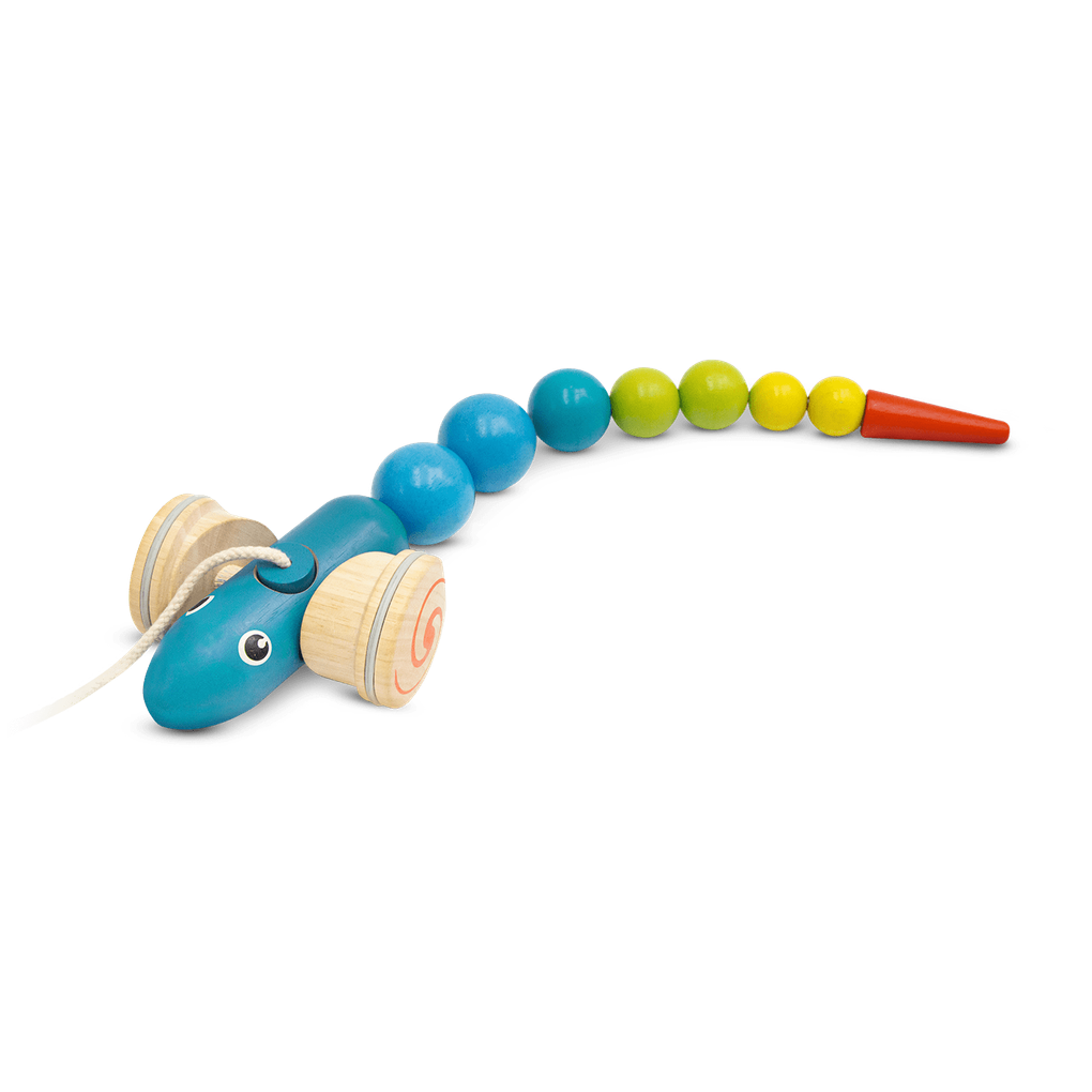 PlanToys Pull Along Snake wooden toy ของเล่นไม้แปลนทอยส์ งูดุ๊กดิ๊ก ประเภทผลักและลากจูง สำหรับอายุ 12 เดือนขึ้นไป