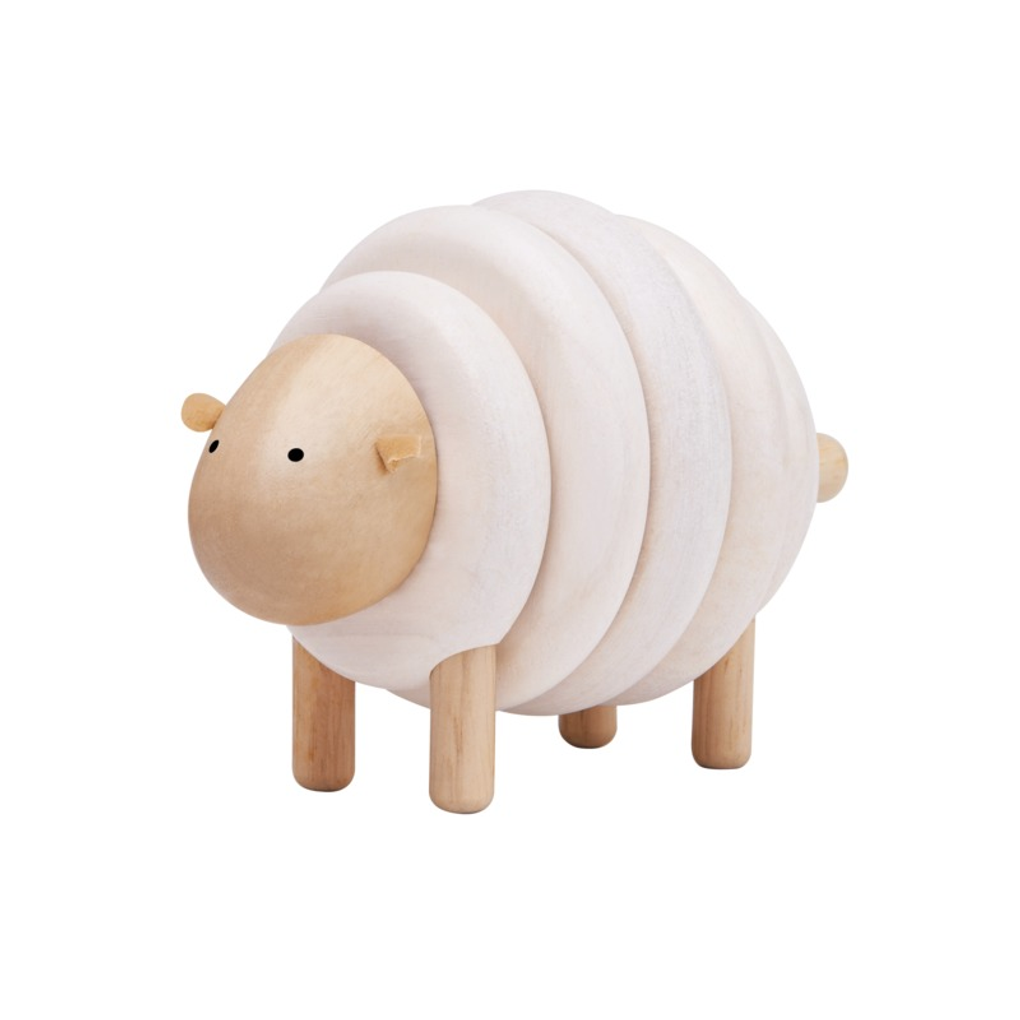 PlanToys white Lacing Sheep wooden toy ของเล่นไม้แปลนทอยส์ แกะร้องเรียงรูปทรง อายุ 3 ขวบขึ้นไป ของเล่นฝึกทักษะ สำหรับอายุ 3 ปีขึ้นไป