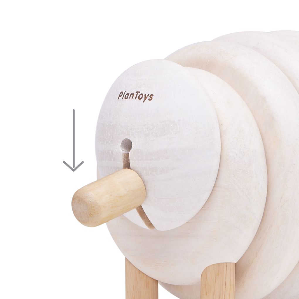 PlanToys white Lacing Sheep wooden toy ของเล่นไม้แปลนทอยส์ แกะร้องเรียงรูปทรง อายุ 3 ขวบขึ้นไป ของเล่นฝึกทักษะ สำหรับอายุ 3 ปีขึ้นไป