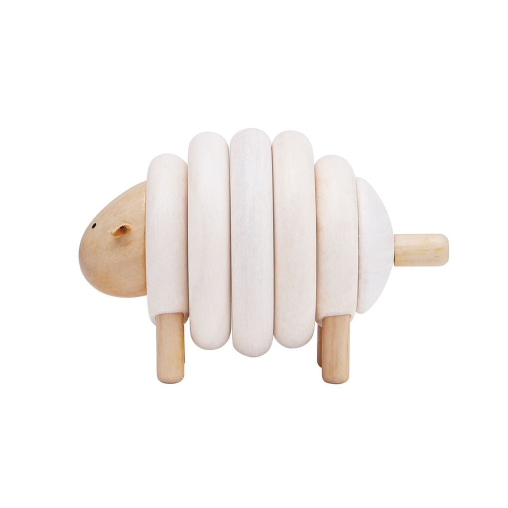 PlanToys white Lacing Sheep wooden toy ของเล่นไม้แปลนทอยส์ แกะร้องเรียงรูปทรง อายุ 3 ขวบขึ้นไป ของเล่นฝึกทักษะ สำหรับอายุ 3 ปีขึ้นไป