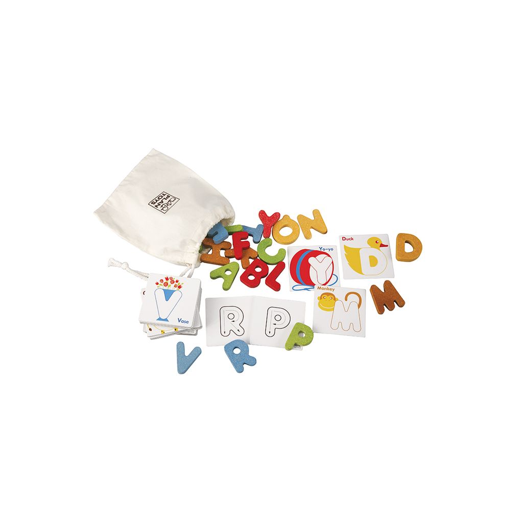 PlanToys Alphabet A-Z wooden toy ของเล่นไม้แปลนทอยส์ ชุดของเล่นสอนภาษาอังกฤษ ของเล่นฝึกทักษะ สำหรับอายุ 2 ปีขึ้นไป