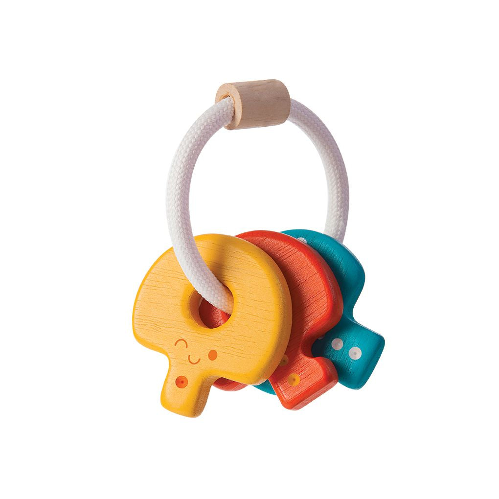 PlanToys Baby Key Rattle wooden toy ของเล่นไม้แปลนทอยส์ กุญแจกุ๊งกิ๊ง ประเภทของเล่นเด็กอ่อน สำหรับอายุ 0-6 เดือน