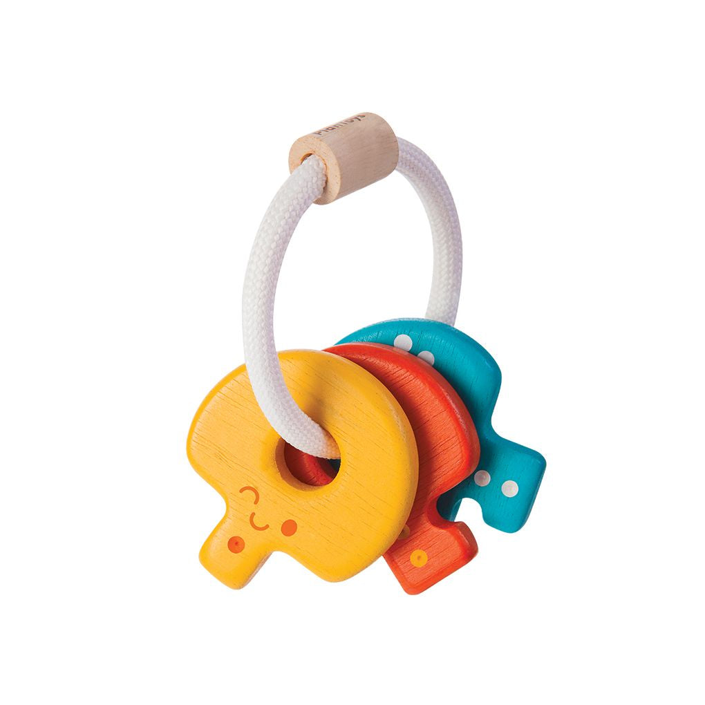 PlanToys Baby Key Rattle wooden toy ของเล่นไม้แปลนทอยส์ กุญแจกุ๊งกิ๊ง ประเภทของเล่นเด็กอ่อน สำหรับอายุ 0-6 เดือน