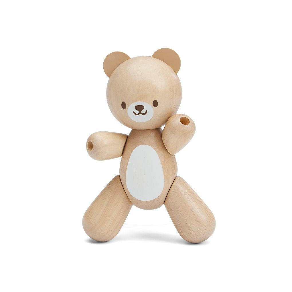 PlanToys natural Bear wooden toy ของเล่นไม้แปลนทอยส์ ตุ๊กตาหมี ประเภทของเล่นเด็กอ่อน สำหรับอายุ 12 เดือนขึ้นไป