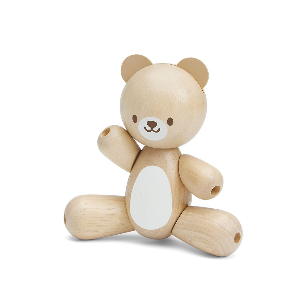 PlanToys natural Bear wooden toy ของเล่นไม้แปลนทอยส์ ตุ๊กตาหมี ประเภทของเล่นเด็กอ่อน สำหรับอายุ 12 เดือนขึ้นไป