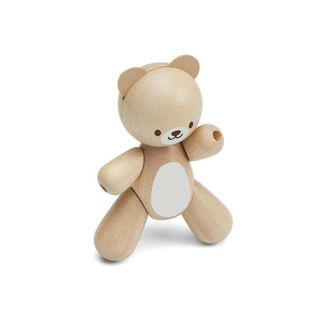 PlanToys natural Bear wooden toy ของเล่นไม้แปลนทอยส์ ตุ๊กตาหมี ประเภทของเล่นเด็กอ่อน สำหรับอายุ 12 เดือนขึ้นไป