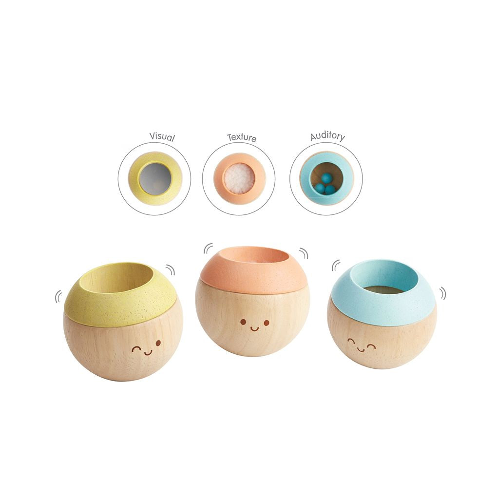 PlanToys pastel Sensory Tumbling wooden toy ของเล่นไม้แปลนทอยส์ ทรงกลมพัฒนาประสาทสัมผัส ประเภทของเล่นเด็กอ่อน สำหรับอายุ 6 เดือนขึ้นไป