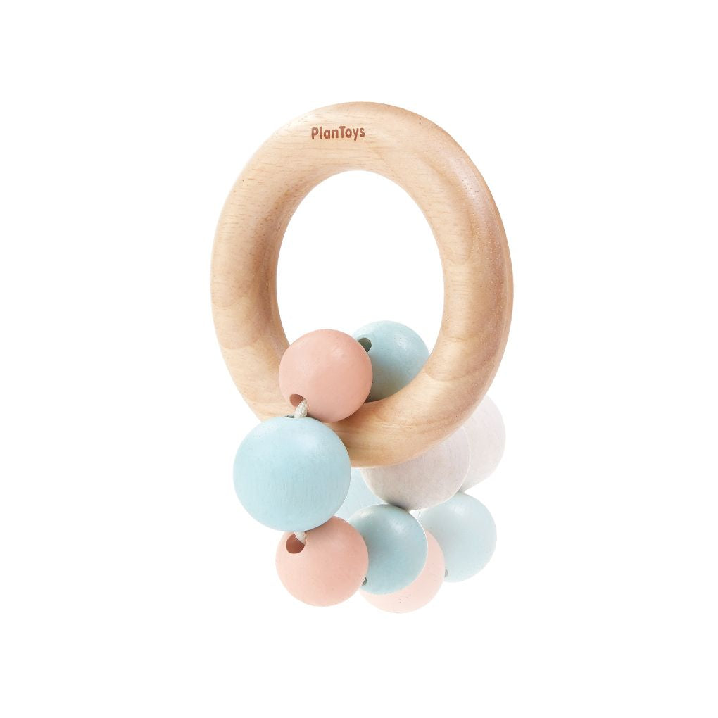 PlanToys pastel Beads Rattle wooden toy ของเล่นไม้แปลนทอยส์ วงแหวนลูกปัด ประเภทของเล่นเด็กอ่อน สำหรับอายุ 0-6 เดือน