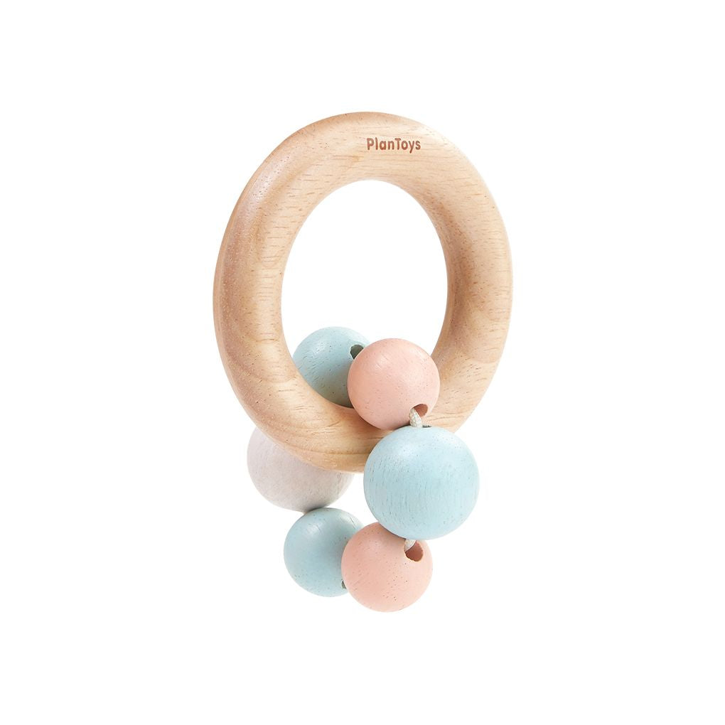 PlanToys pastel Beads Rattle wooden toy ของเล่นไม้แปลนทอยส์ วงแหวนลูกปัด ประเภทของเล่นเด็กอ่อน สำหรับอายุ 0-6 เดือน