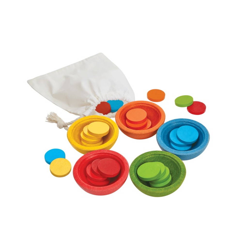 PlanToys Sort & Count Cups wooden toy ของเล่นไม้แปลนทอยส์ ชุดถ้วยฝีกนับ ของเล่นฝึกทักษะ สำหรับอายุ 18 เดือนขึ้นไป