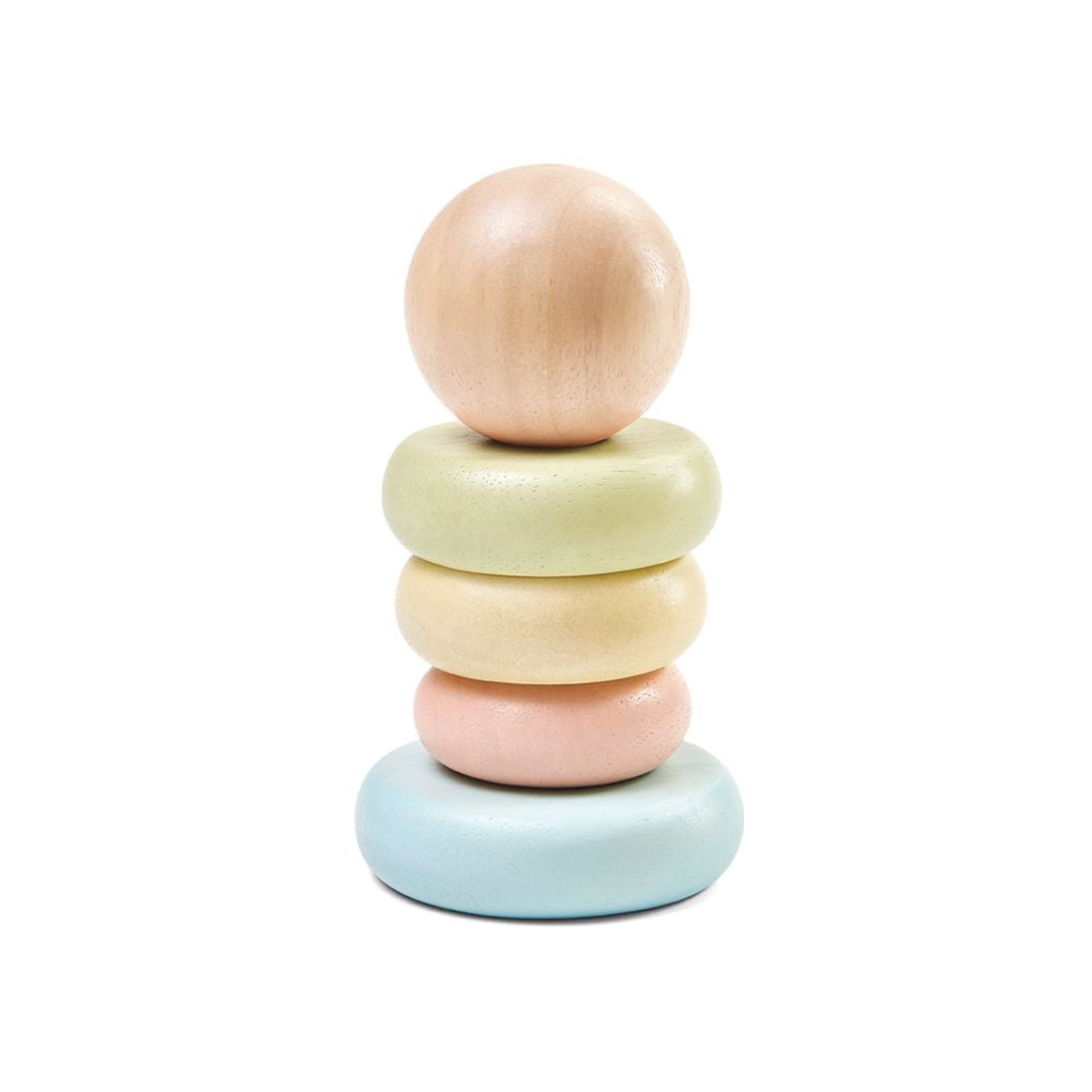 PlanToys pastel First Stacking Ring wooden toy ของเล่นไม้แปลนทอยส์ ชุดวงแหวนเรียงซ้อน ประเภทของเล่นเด็กอ่อน สำหรับอายุ 12 เดือนขึ้นไป