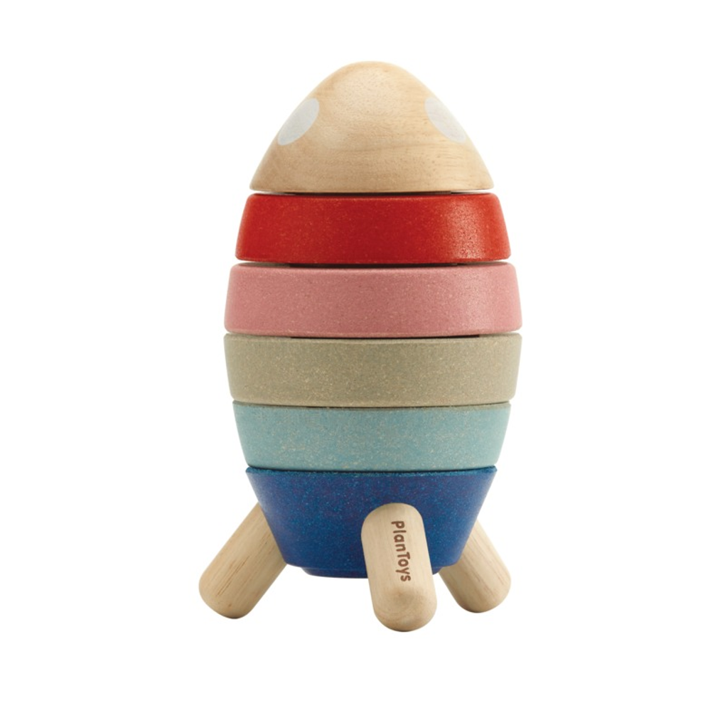 PlanToys orchard Stacking Rocket wooden toy ของเล่นไม้แปลนทอยส์ จรวดเรียงซ้อน ของเล่นฝึกทักษะ สำหรับอายุ 18 เดือนขึ้นไป