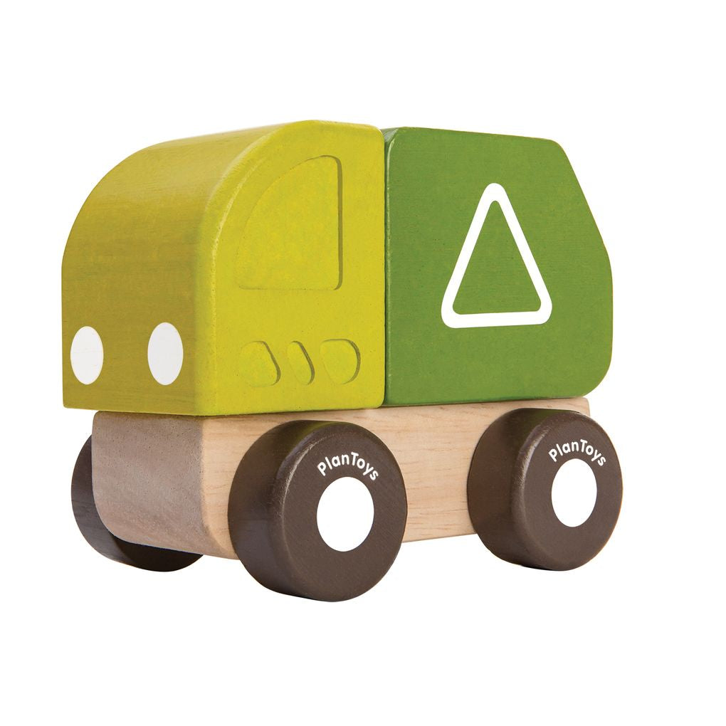 PlanToys Mini Garbage Truck wooden toy ของเล่นไม้แปลนทอยส์ รถขยะ ประเภทของเล่นชวนเคลื่อนไหว สำหรับอายุ 12 เดือนขึ้นไป