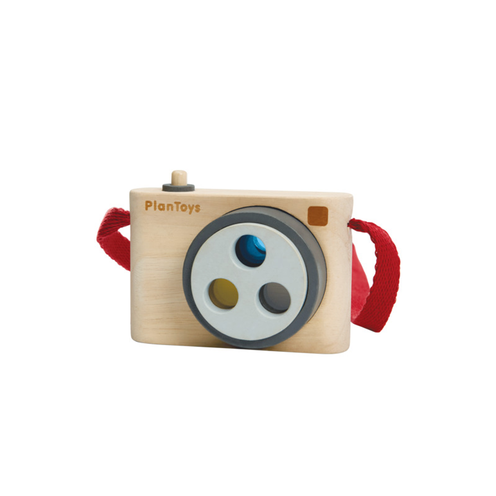 PlanToys Colored Snap Camera wooden toy ของเล่นไม้แปลนทอยส์ กล้องถ่ายรูปเลนส์หลากสี ประเภทบทบาทสมมุติ สำหรับอายุ 3 ปีขึ้นไป